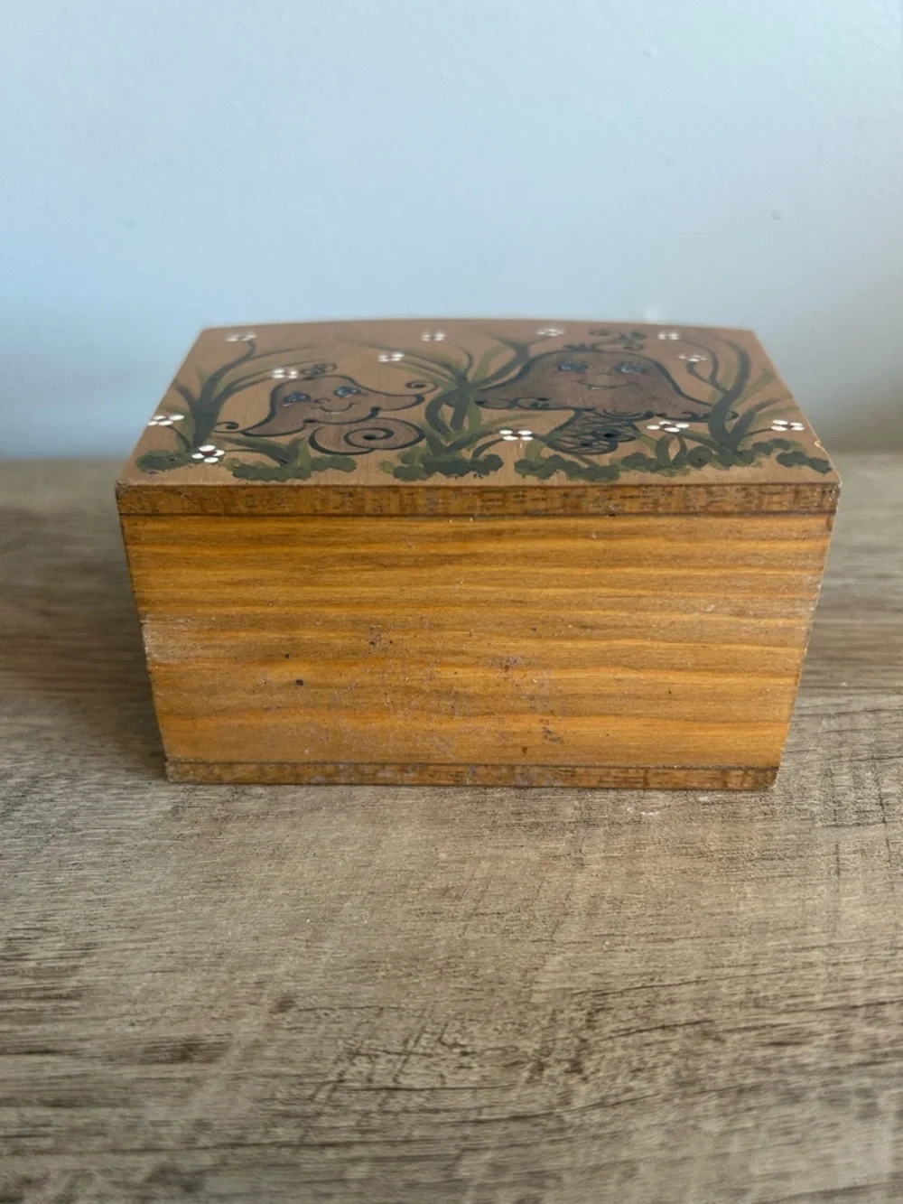 Vintage‎ Hand Painted  MCM Wood Mushroom  Napkin Letter Holder Woodland Fairy